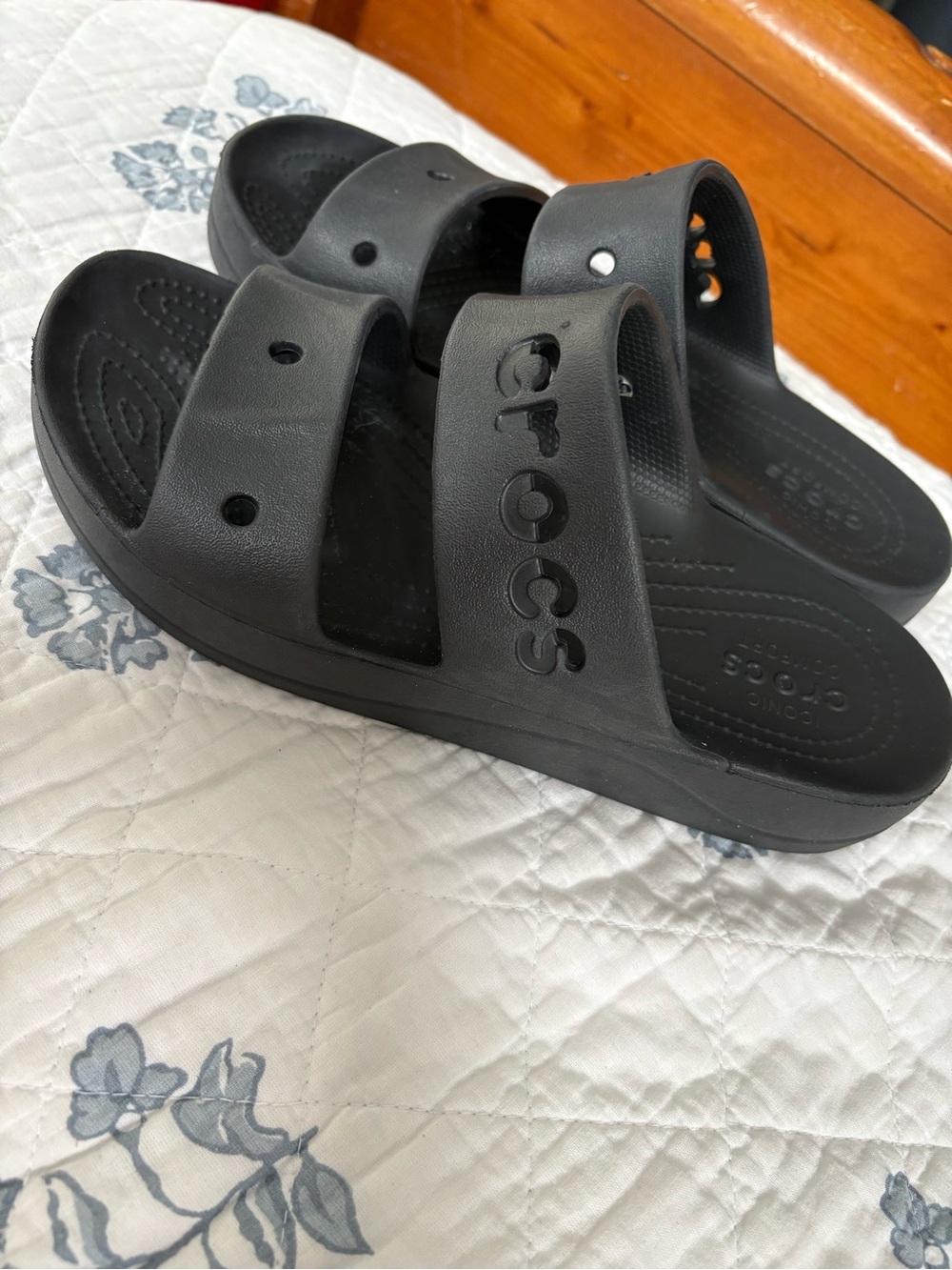 CROCS Black Double Strap Slide Sandals
